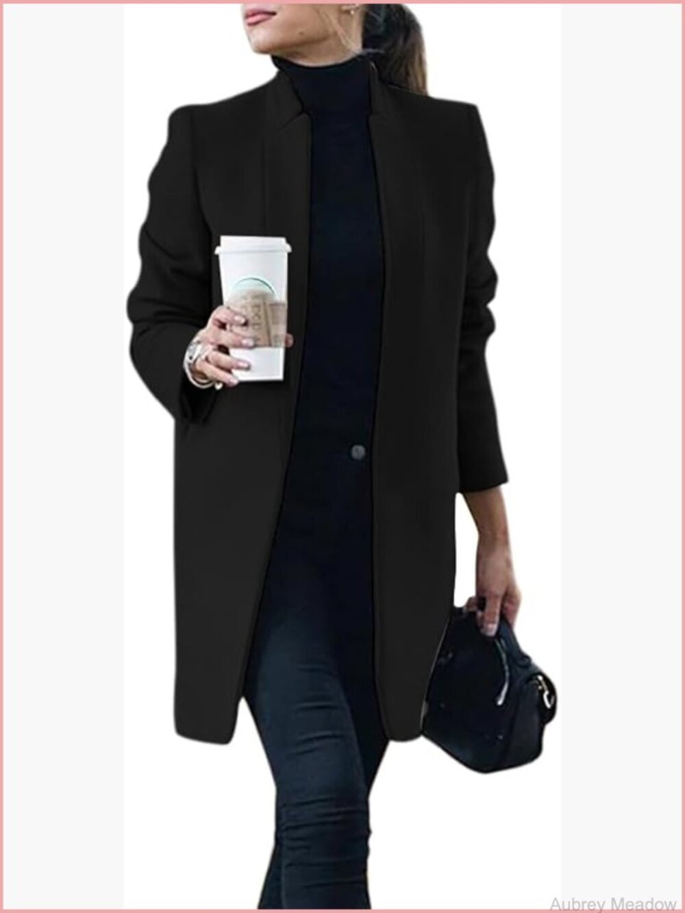 Long Wool Blazer Jacket Peacoat for Women with Pockets